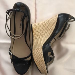Nine west black wedges